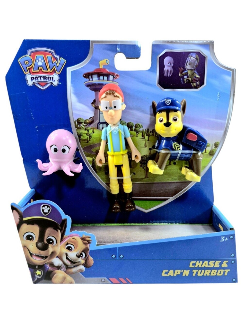 Paw Patrol Chase & Cap'n Turbot Figures Set with Octopus Spin Master Nickelodeon